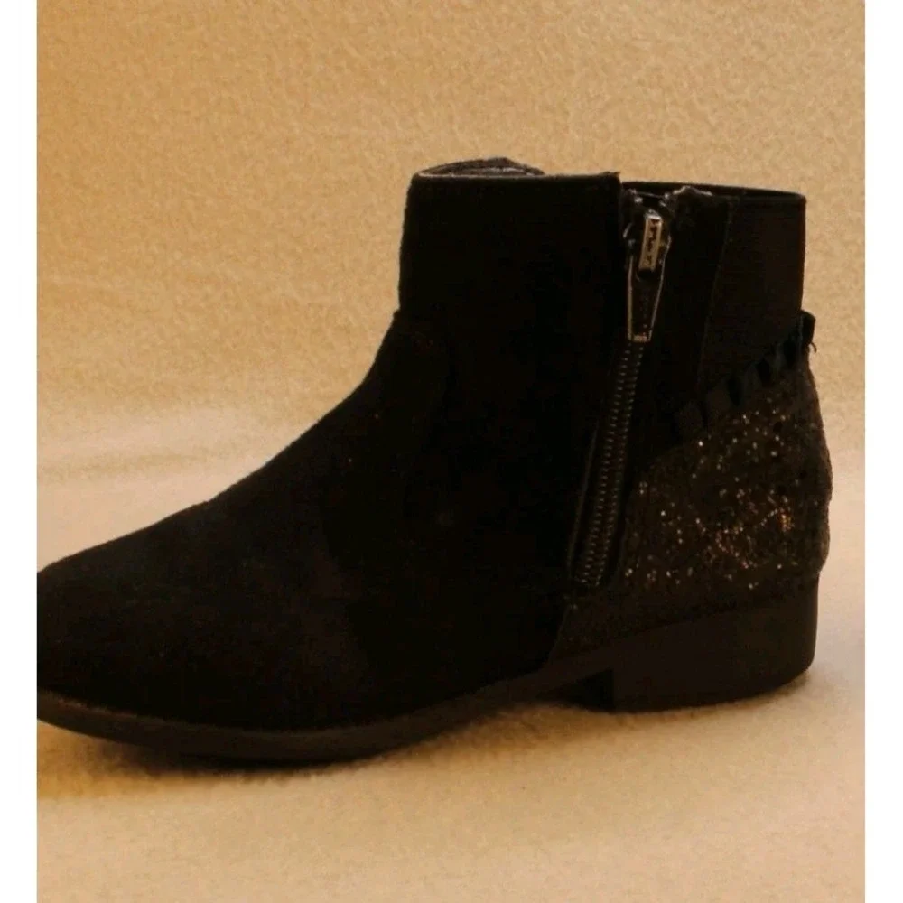 Jumping Beans Luella Toddler Girls‎ 11 Black Glitter Ankle Boots Side Zip